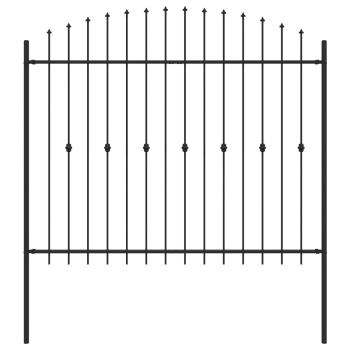 Spießzaun Schwarz 200 x 200 cm Pulverbeschichteter Stahl