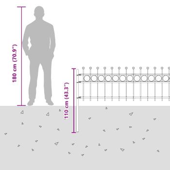 Ringzaun Schwarz 200 x 130 cm Pulverbeschichteter Stahl