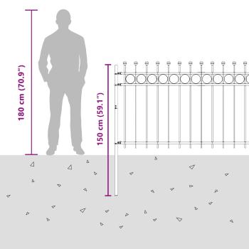 Ringzaun Schwarz 200 x 150 cm Pulverbeschichteter Stahl