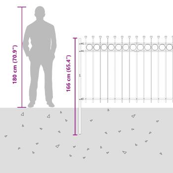Ringzaun Schwarz 200 x 130 cm Pulverbeschichteter Stahl
