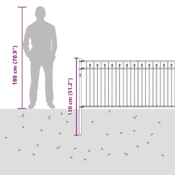 Spitzenzaun Schwarz 200 x 130 cm Pulverbeschichteter Stahl