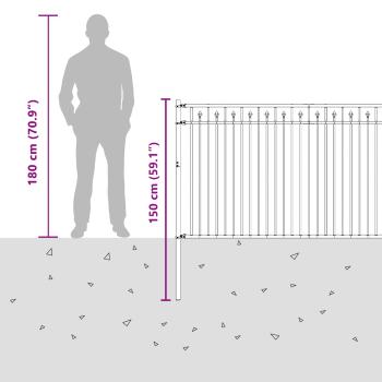 Spitzenzaun Schwarz 200 x 150 cm Pulverbeschichteter Stahl