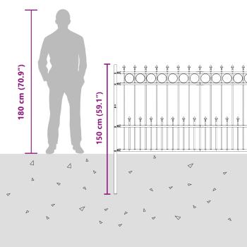 Spike-Ringzaun Schwarz 200 x 150 cm Pulverbeschichteter Stahl