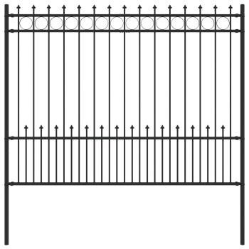 Spike-Ringzaun Schwarz 200 x 200 cm Pulverbeschichteter Stahl