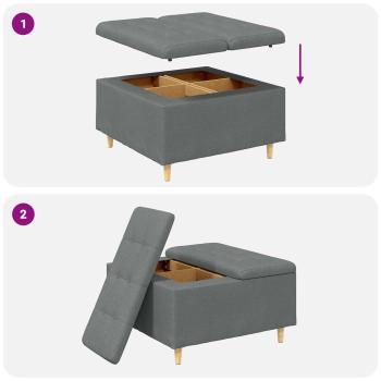 Knopf Hocker mit Kissen Dunkelgrau 80 x 80 x 45 cm Stoff