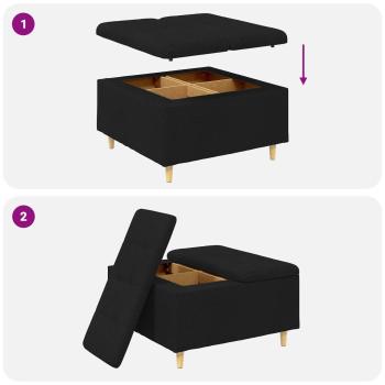 Knopf Hocker mit Kissen Schwarz 80 x 80 x 45 cm Stoff