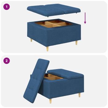 Knopf Hocker mit Kissen Blau 80 x 80 x 45 cm Stoff
