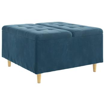 Knopf Hocker mit Kissen Blau 80 x 80 x 45 cm Samt