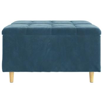Knopf Hocker mit Kissen Blau 80 x 80 x 45 cm Samt