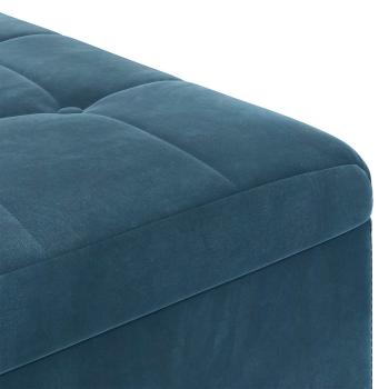 Knopf Hocker mit Kissen Blau 80 x 80 x 45 cm Samt