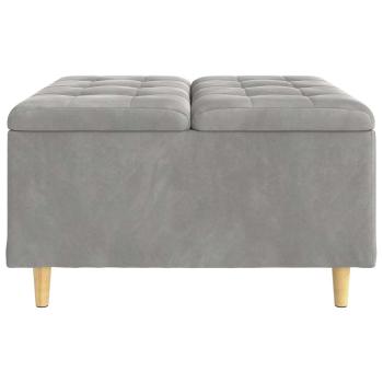 Knopf Hocker mit Kissen Hellgrau 80 x 80 x 45 cm Samt