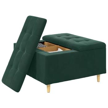 Knopf Hocker mit Kissen Dunkelgrün 80 x 80 x 45 cm Samt