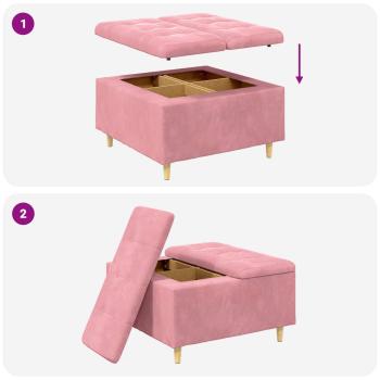 Knopf Hocker mit Kissen Rosa 80 x 80 x 45 cm Samt