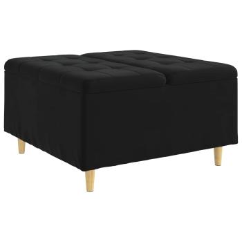 Knopf Hocker mit Kissen Schwarz 80 x 80 x 45 cm Samt