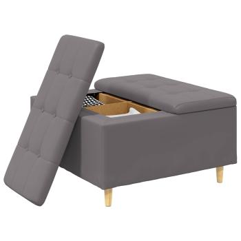 Knopf Hocker mit Kissen Grau 80 x 80 x 45 cm Kunstleder
