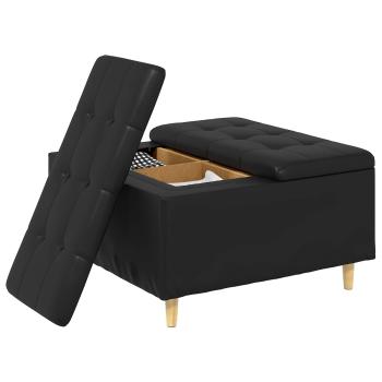 Knopf Hocker mit Kissen Schwarz 80 x 80 x 45 cm Kunstleder