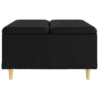 Knopf Hocker mit Kissen Schwarz 80 x 80 x 45 cm Kunstleder