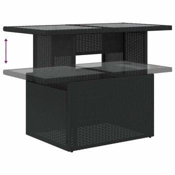 6-tlg. Garten-Sofagarnitur mit Kissen Schwarz Poly Rattan Akazie