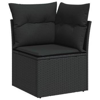 Garten-Sofa-Set mit Speicher 9 pcs Schwarz Poly Rattan