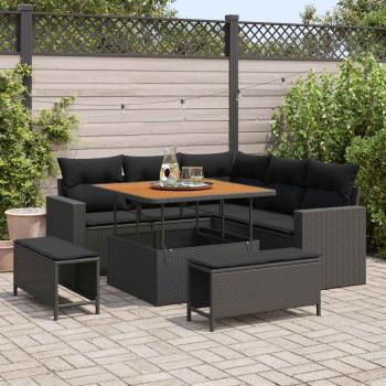 ARDEBO.de - Gartensofa-set 9 Stk. 6-Sitzanzahl Schwarz Poly-Rattan