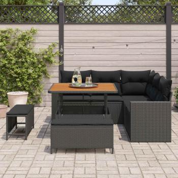 Gartensofa-set 9 Stk. 6-Sitzanzahl Schwarz Poly-Rattan