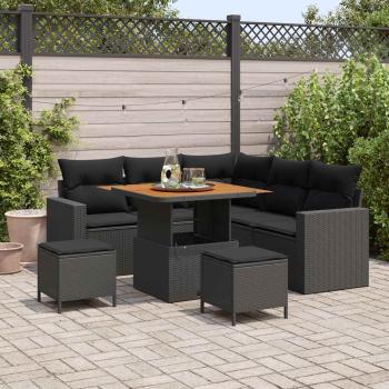 ARDEBO.de - Gartensofa-set 9 Stk. 6-Sitzanzahl Schwarz Poly-Rattan