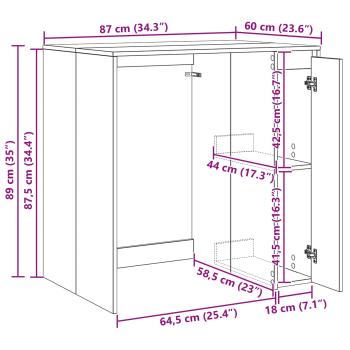 Waschmaschinen-Schrank Beton 87 x 60 x 89 cm Holzwerkstoff