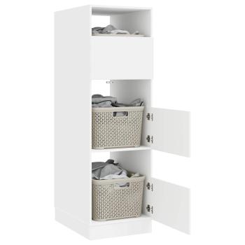 Wäscheschrank mit Speicher mit Tür Weiß Holzwerkstoff