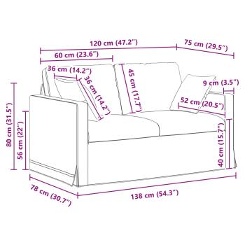 Sofa Hellgrau Gesamtabmessungen: 138 x 78 x 80 cm (B x T x H)