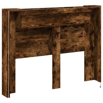 Kopfteil-Schrank mit LED Geräucherte Eiche Holzwerkstoff