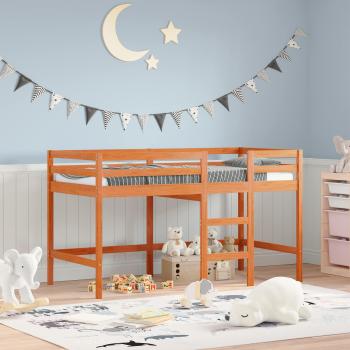 ARDEBO.de - Loft Bett Wachsbraun 90 x 190 cm Massives Kiefernholz