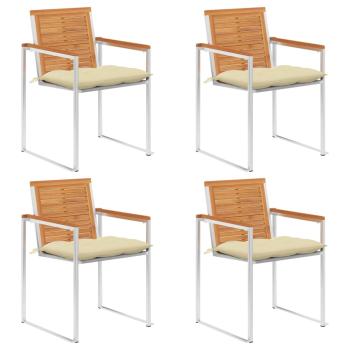 ARDEBO.de - Gartenstühle 4 Stk. mit Kissen Massivholz Akazie