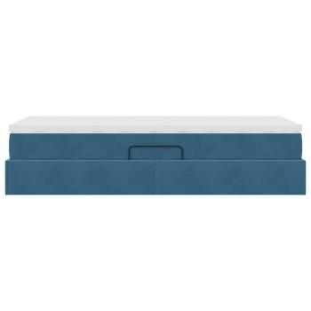Aufbewahrungsbett mit Matratze Dunkelblau 90 x 200 cm Samt
