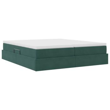 Aufbewahrungsbett mit Matratze Dunkelgrün 180 x 200 cm Samt