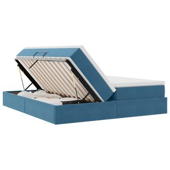 Aufbewahrungsbett mit Matratze Dunkelblau 180 x 200 cm Samt