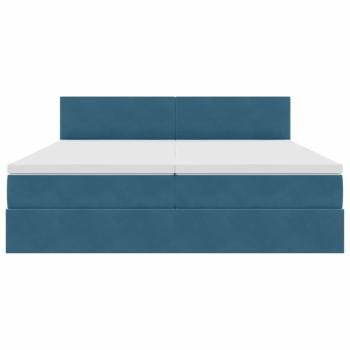 Bett mit LED-Lichtleisten Dunkelblau 180 x 200 cm Samt