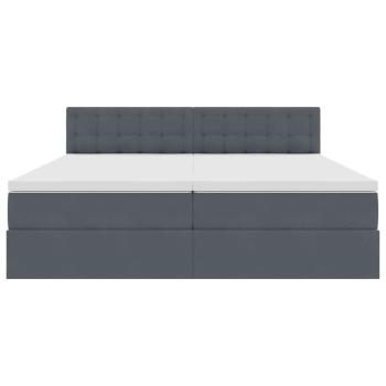 Bett mit LED-Lichtleisten Dunkelgrau 200 x 200 cm Samt