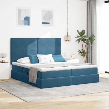 ARDEBO.de - Aufbewahrungsbett mit Kopfteil Dunkelblau 180 x 200 cm Samt