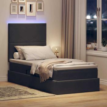 Bett mit Stauraum und LED mit LED Dunkelgrau 100 x 200 cm Samt