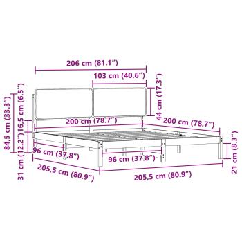Bettgestell mit gepolstertem Kopfteil Taupe 200 x 200 cm