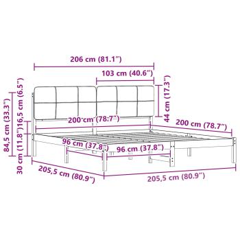 Bettgestell mit gepolstertem Kopfteil Hellgrau 200 x 200 cm
