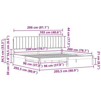 Bettgestell mit gepolstertem Kopfteil Taupe 200 x 200 cm