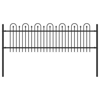 Spitzenbogenzaun Schwarz 200 x 130 cm Pulverbeschichteter Stahl