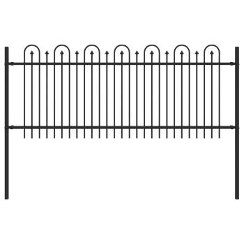 Spitzenbogenzaun Schwarz 200 x 130 cm Pulverbeschichteter Stahl