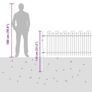 Spitzenbogenzaun Schwarz 200 x 130 cm Pulverbeschichteter Stahl