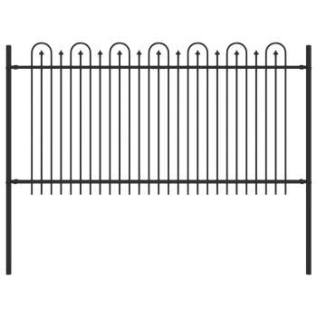 Spitzenbogenzaun Schwarz 200 x 150 cm Pulverbeschichteter Stahl