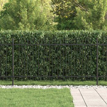 Spitzenbogenzaun Schwarz 200 x 150 cm Pulverbeschichteter Stahl