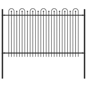 Spitzenbogenzaun Schwarz 200 x 130 cm Pulverbeschichteter Stahl