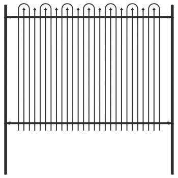 Spitzenbogenzaun Schwarz 200 x 200 cm Pulverbeschichteter Stahl