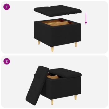Aufbewahrungsottomane mit Kissen Schwarz 60 x 60 x 45 cm Stoff